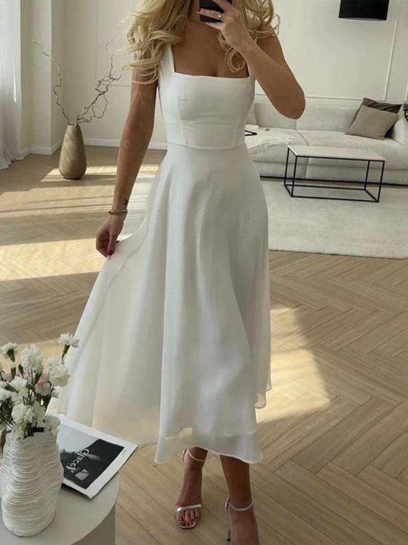 Robe Femme Col Carré Élégante
