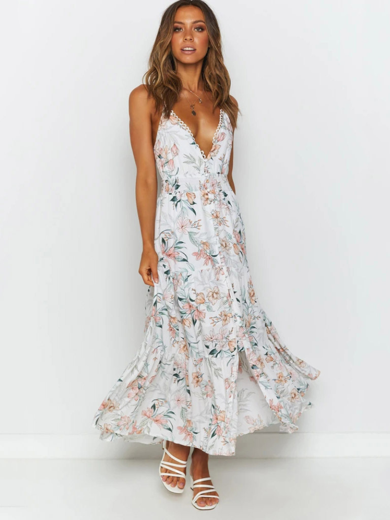 Robe Fille Style Pastoral Fleurie Bretelles