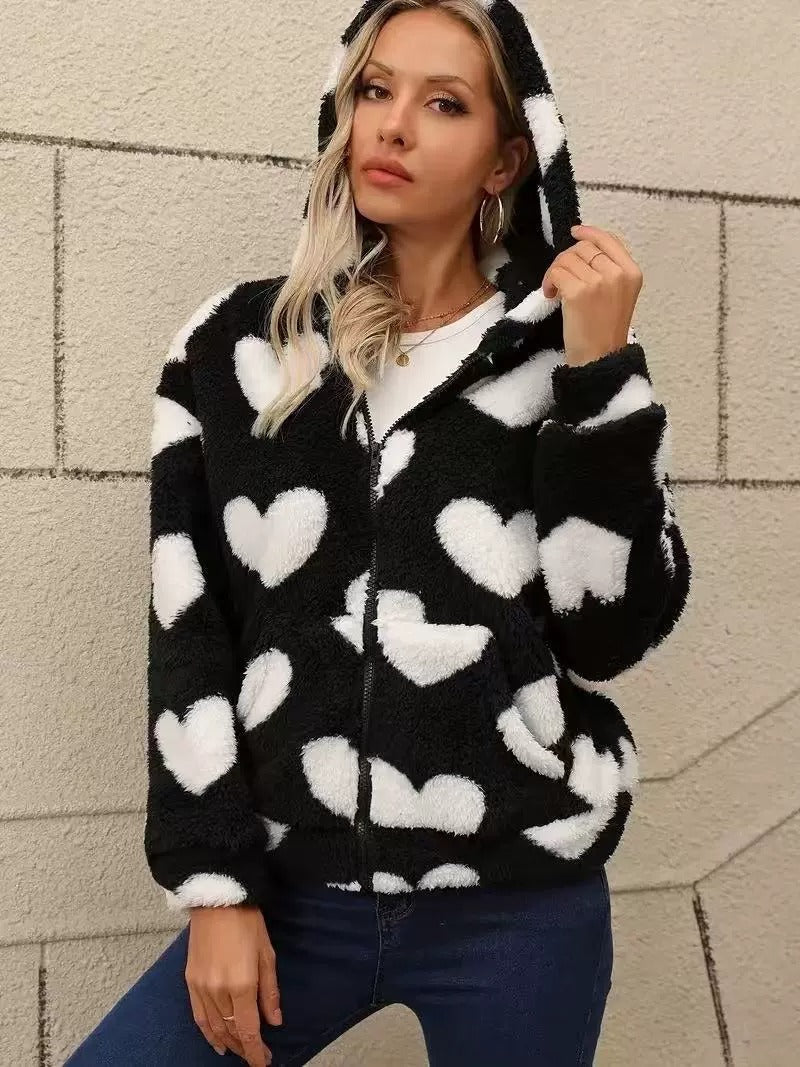 Veste Femme à Capuche en Peluche Double-Face