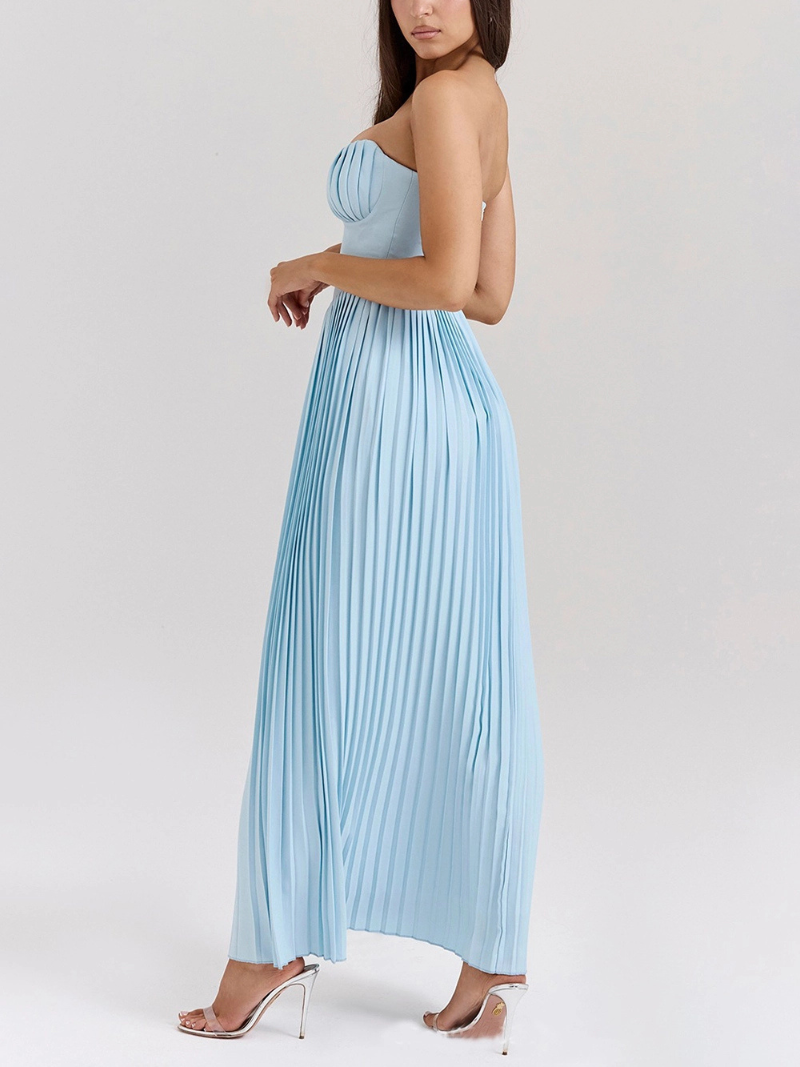 Robe Élégante Mode Sans Manches à Col V et Plis