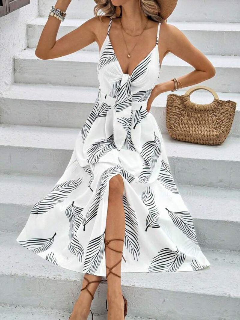 Robe Longue Tropicale à Bretelles