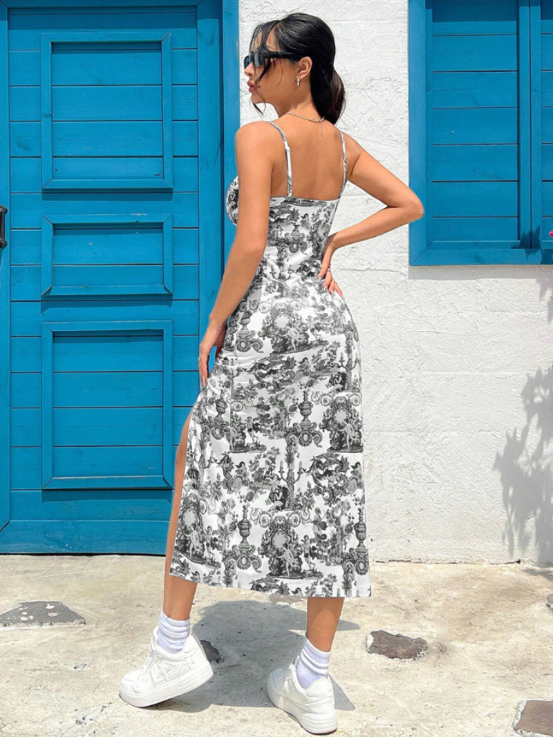Robe Longue Droite Imprimée