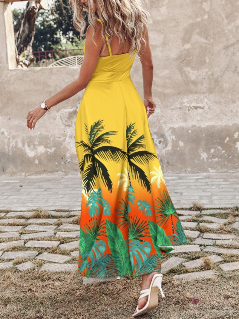 Robe Longue Tropicale à Bretelles