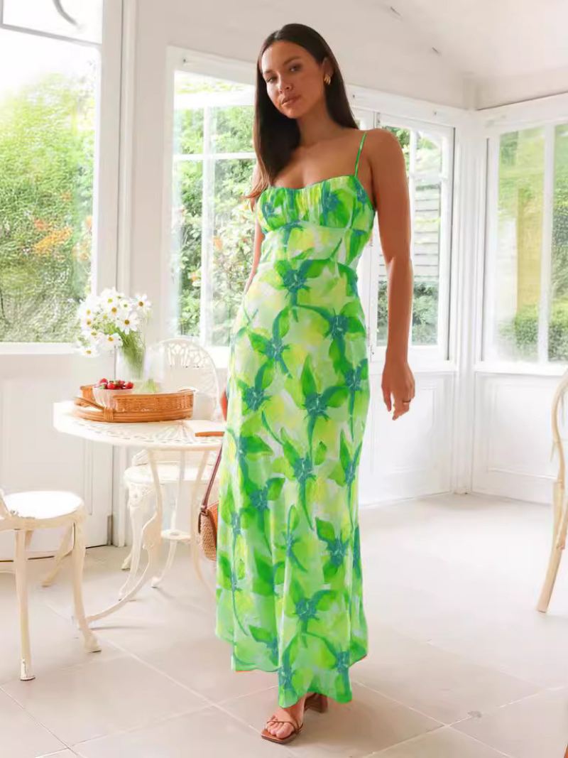 Robe Mi-Longue Fleurie Dos Nu