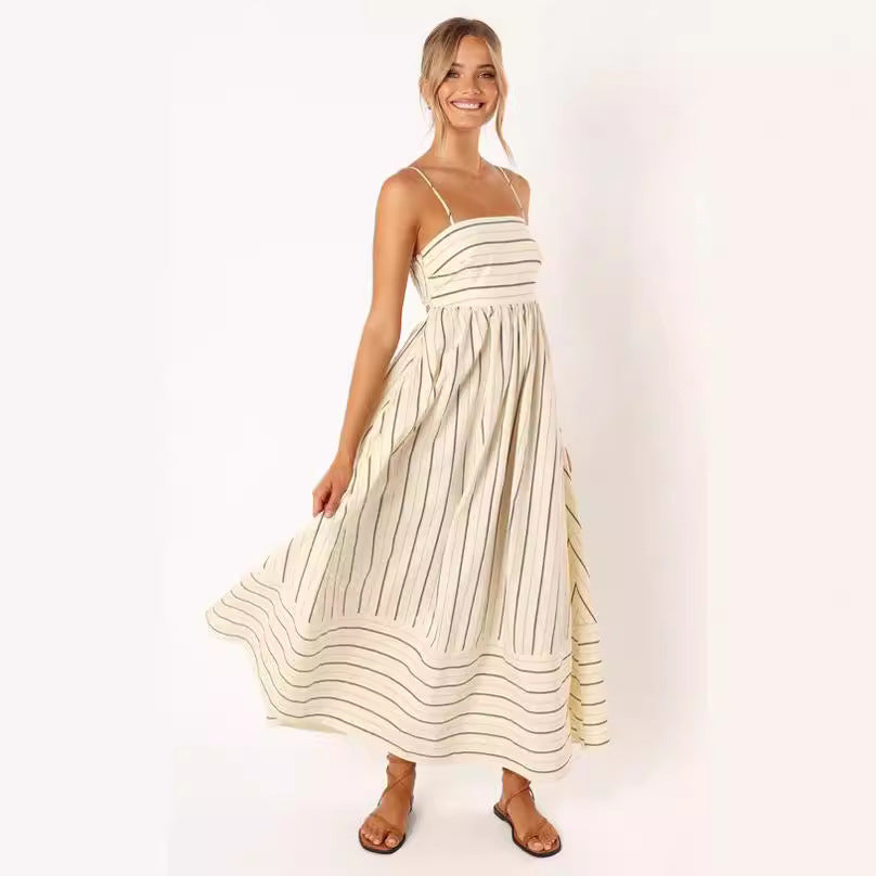 Robe Décontractée à Rayures à Bretelles Fines
