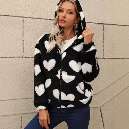 Veste Femme à Capuche en Peluche Double-Face