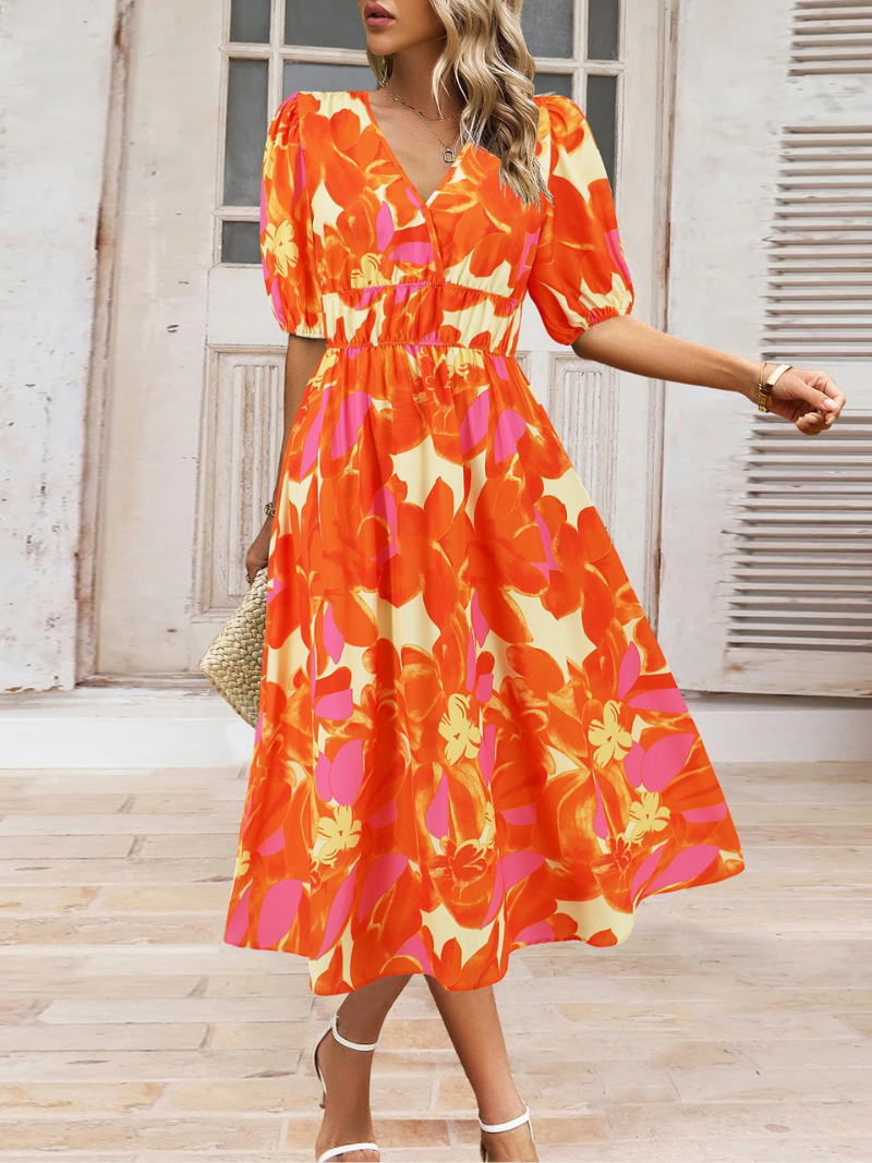 Robe Bohème d'Été Col V Femme