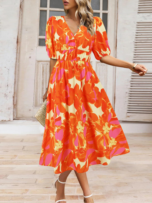 Robe Bohème d'Été Col V Femme