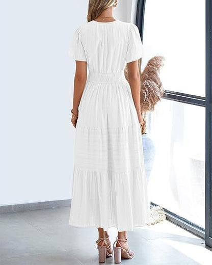 Robe Volantée à Manches Ballon