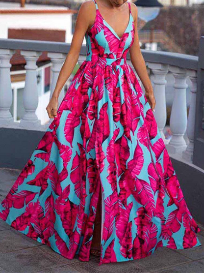 Robe Élan Chic Imprimée à Encolure V
