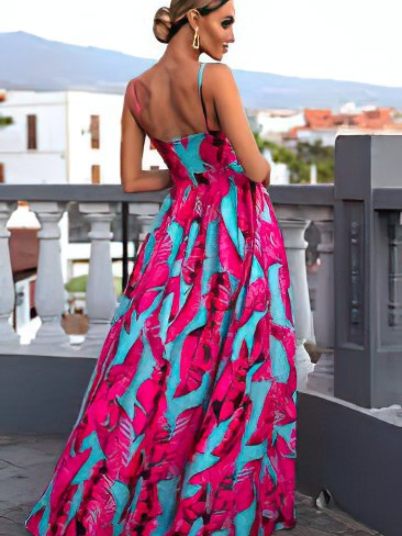 Robe Élan Chic Imprimée à Encolure V