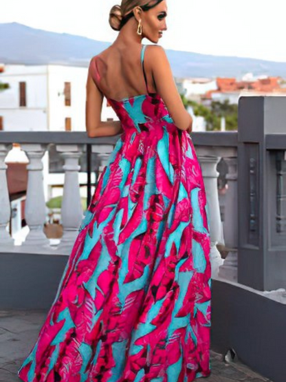 Robe Élan Chic Imprimée à Encolure V