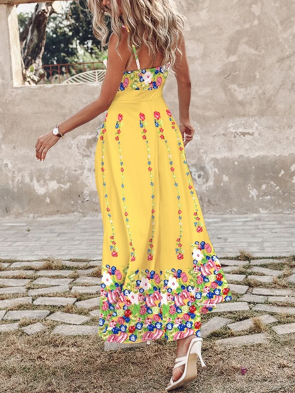 Robe Longue Tropicale à Bretelles