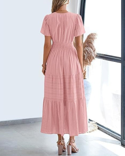 Robe Volantée à Manches Ballon