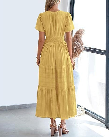 Robe Volantée à Manches Ballon