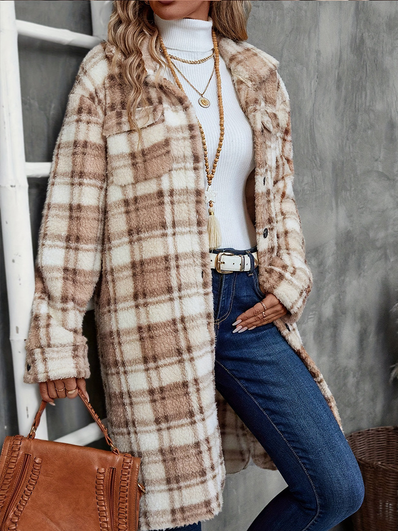 Manteau Femme Long à Carreaux