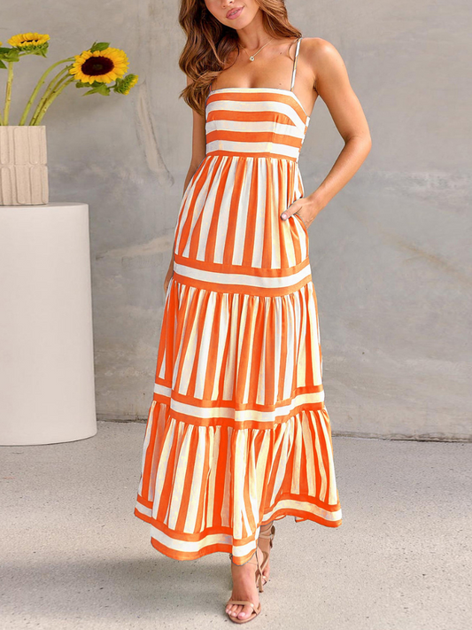 Robe Dos Nu Rayée Femme