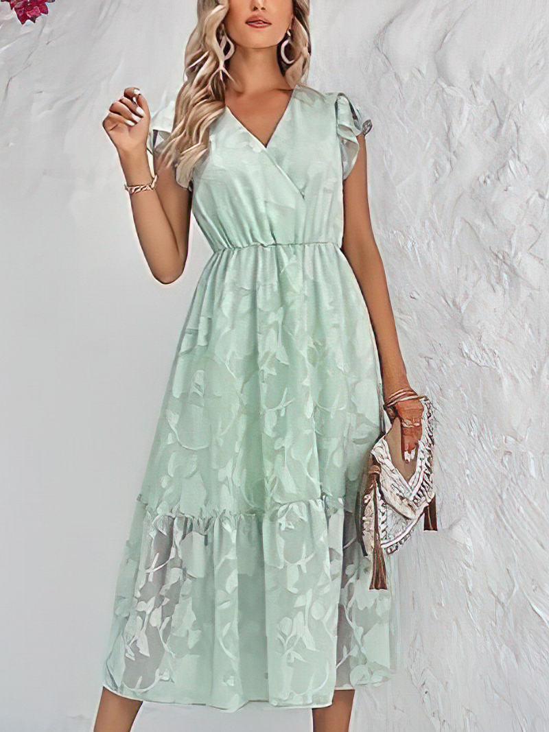 Robe Fleurie Col V Sans Manches