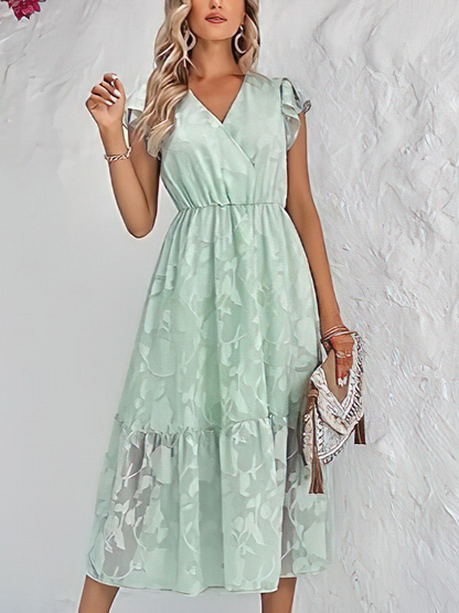 Robe Fleurie Col V Sans Manches