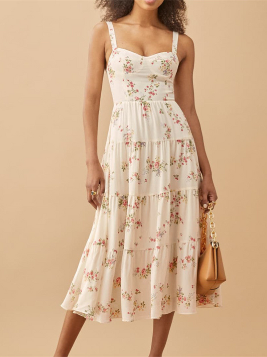 Robe Fleurie Vintage à Bretelles