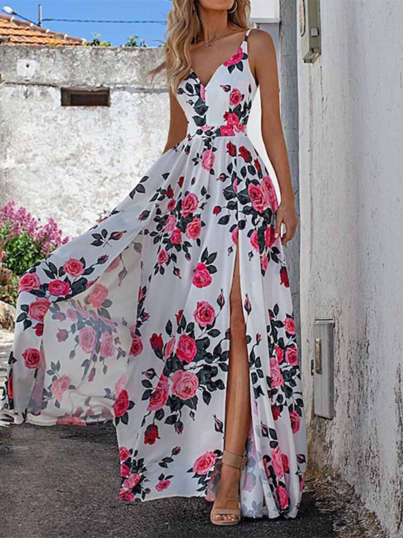 Robe Élan Chic Imprimée à Encolure V