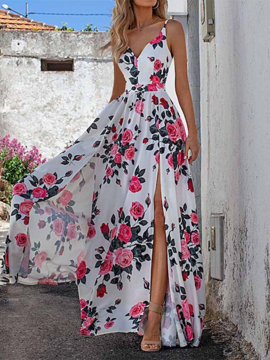 Robe Élan Chic Imprimée à Encolure V
