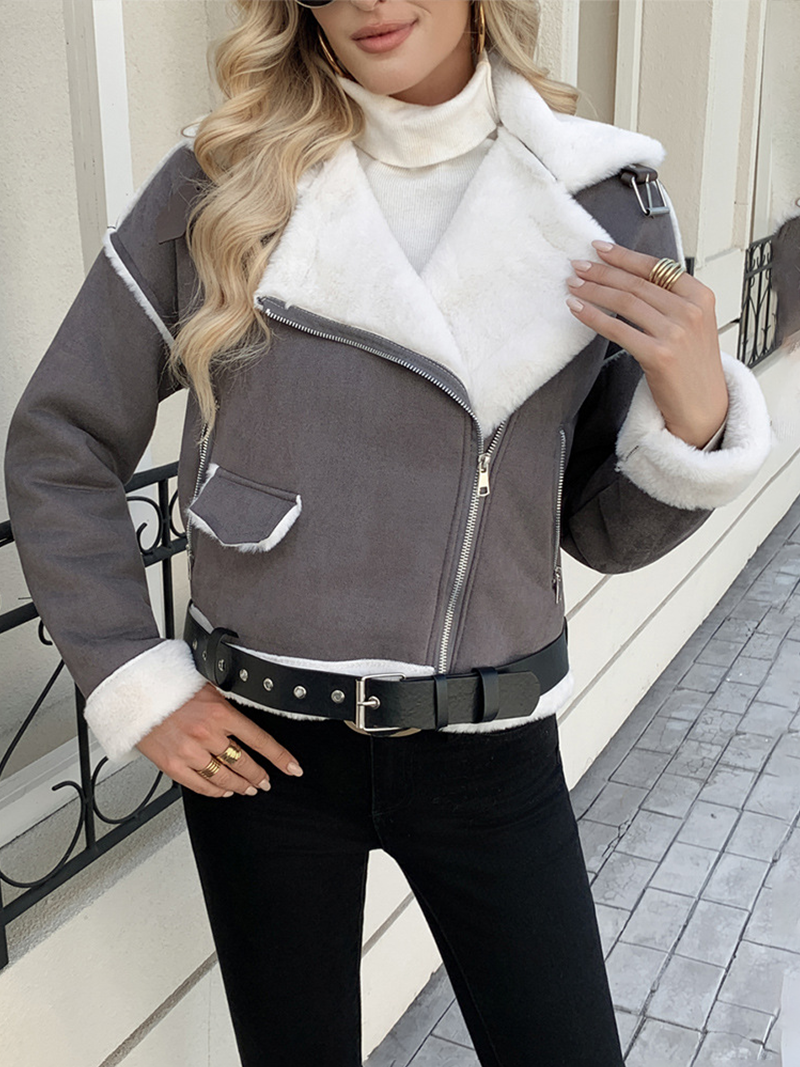 Veste Femme en Peluche Col Polo