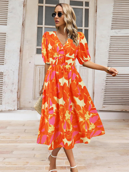 Robe Bohème d'Été Col V Femme