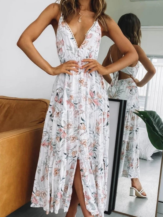 Robe Fille Style Pastoral Fleurie Bretelles