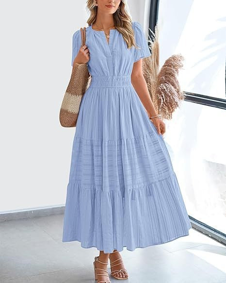 Robe Volantée à Manches Ballon
