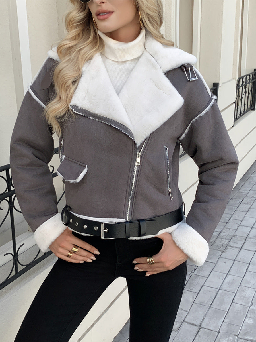 Veste Femme en Peluche Col Polo