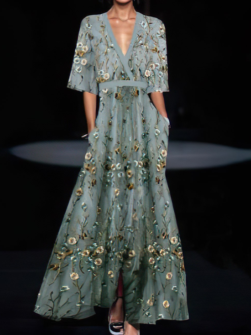 Robe Rose à Manches Élégantes