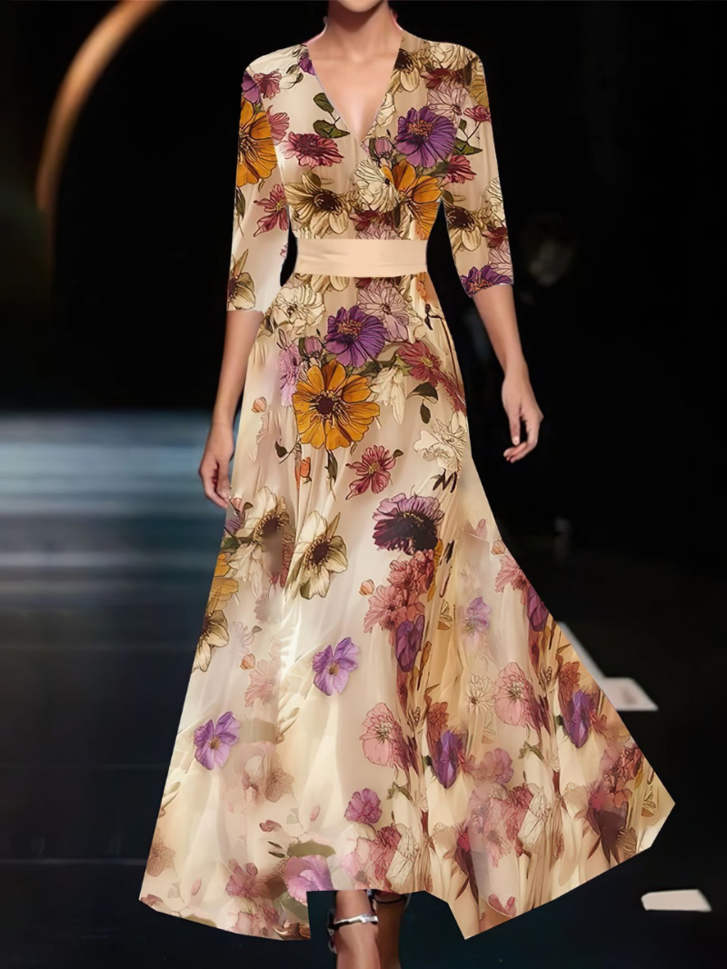 Robe Rose à Manches Élégantes