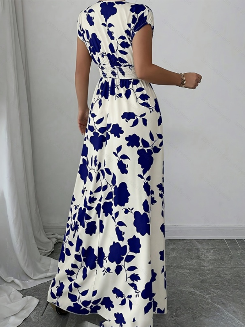 Robe Longue Élégante d’Été Col Cache-Cœur