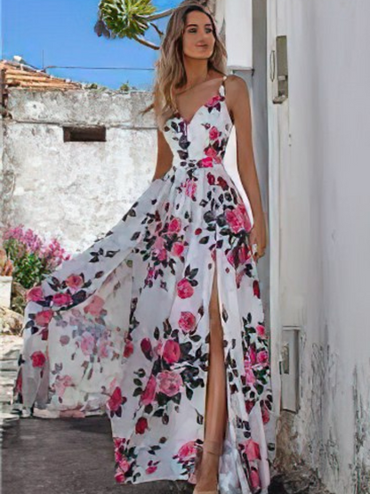Robe Élan Chic Imprimée à Encolure V