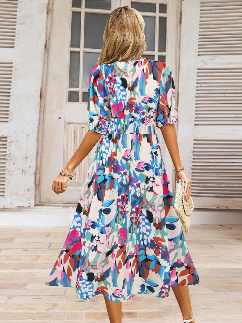 Robe Bohème d'Été Col V Femme