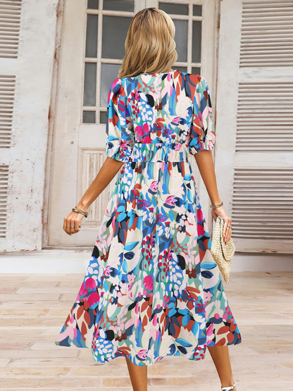 Robe Bohème d'Été Col V Femme