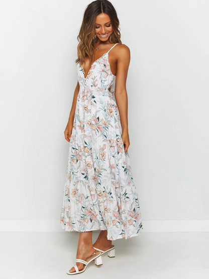 Robe Fille Style Pastoral Fleurie Bretelles