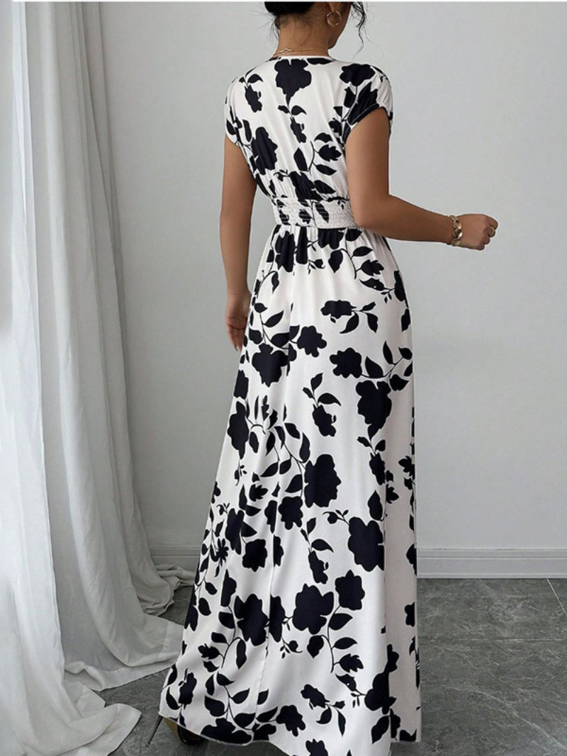 Robe Longue Élégante d’Été Col Cache-Cœur