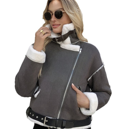 Veste Femme en Peluche Col Polo