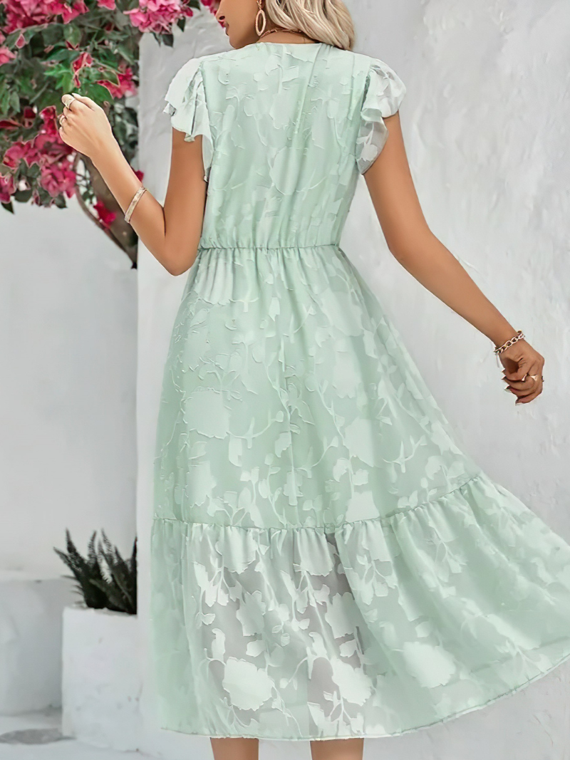 Robe Fleurie Col V Sans Manches