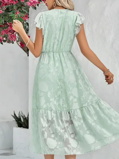 Robe Fleurie Col V Sans Manches