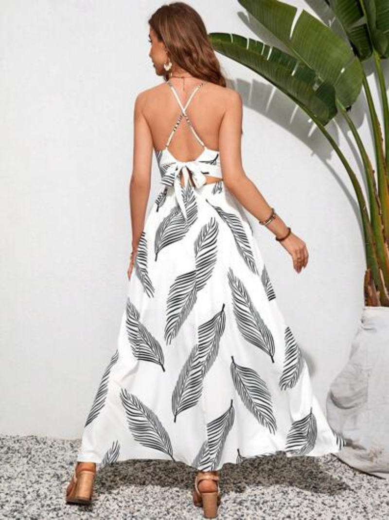 Robe Longue Tropicale à Bretelles