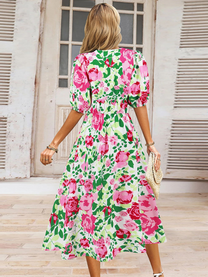 Robe Bohème d'Été Col V Femme