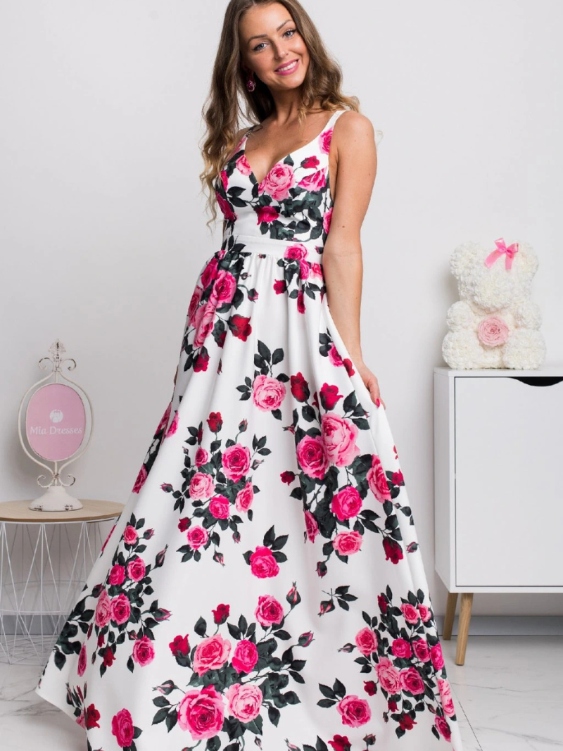 Robe Élan Chic Imprimée à Encolure V