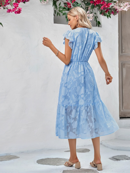 Robe Fleurie Col V Sans Manches