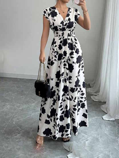 Robe Longue Élégante d’Été Col Cache-Cœur
