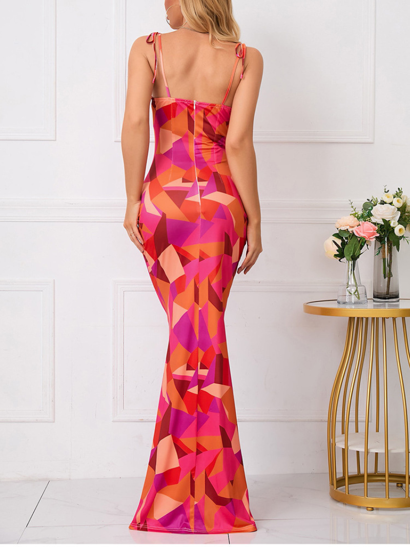 Robe Épaules Dénudées Plissée Imprimée