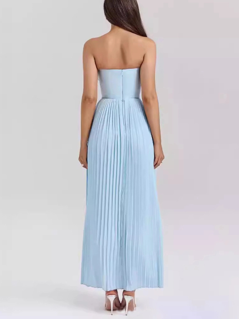 Robe Élégante Mode Sans Manches à Col V et Plis
