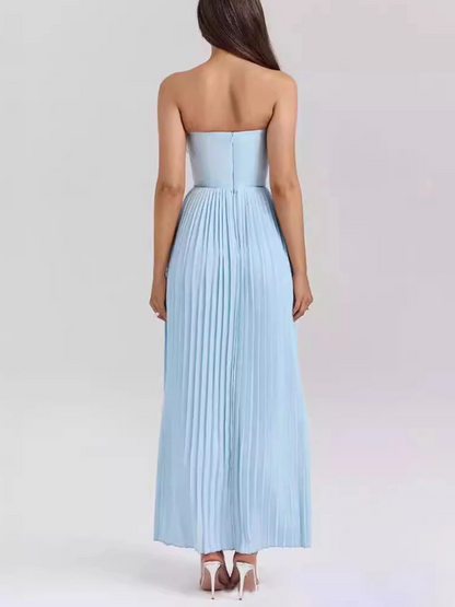 Robe Élégante Mode Sans Manches à Col V et Plis